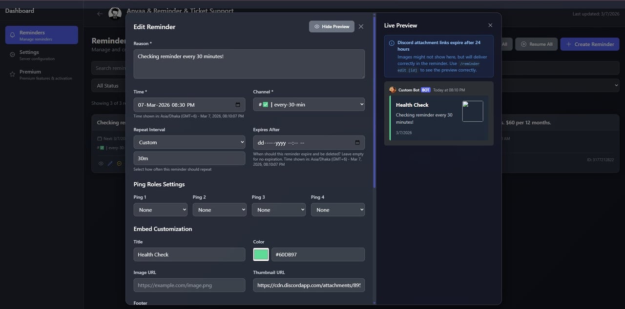 Reminder Pro Web Dashboard
