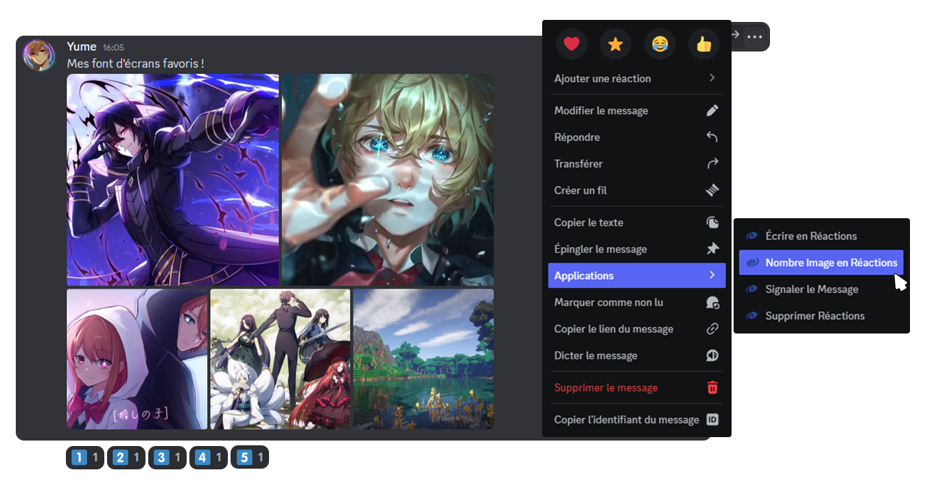 Nombre Image en Réactions