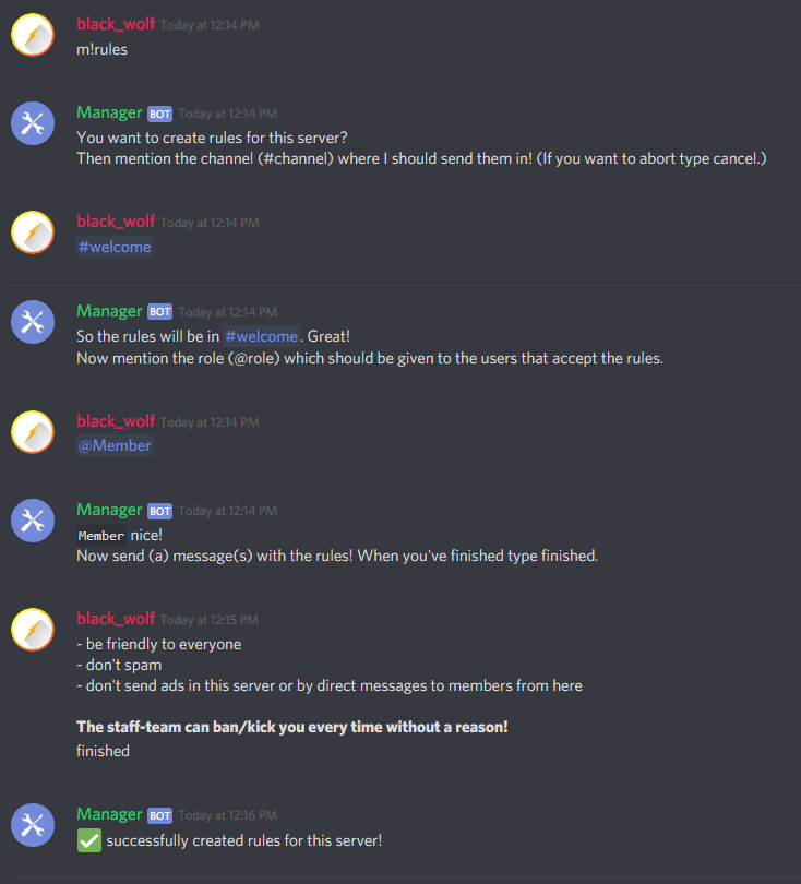 How setting rules can look like