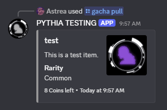 Example of a user drawing an item from the gacha.